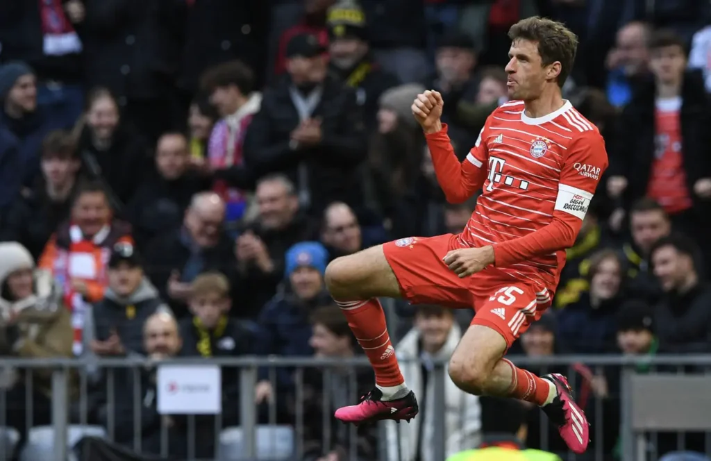 Thomas Mueller celebrating FC Bayern