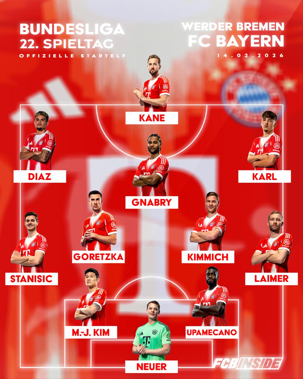 Bayern line-up against Bremen