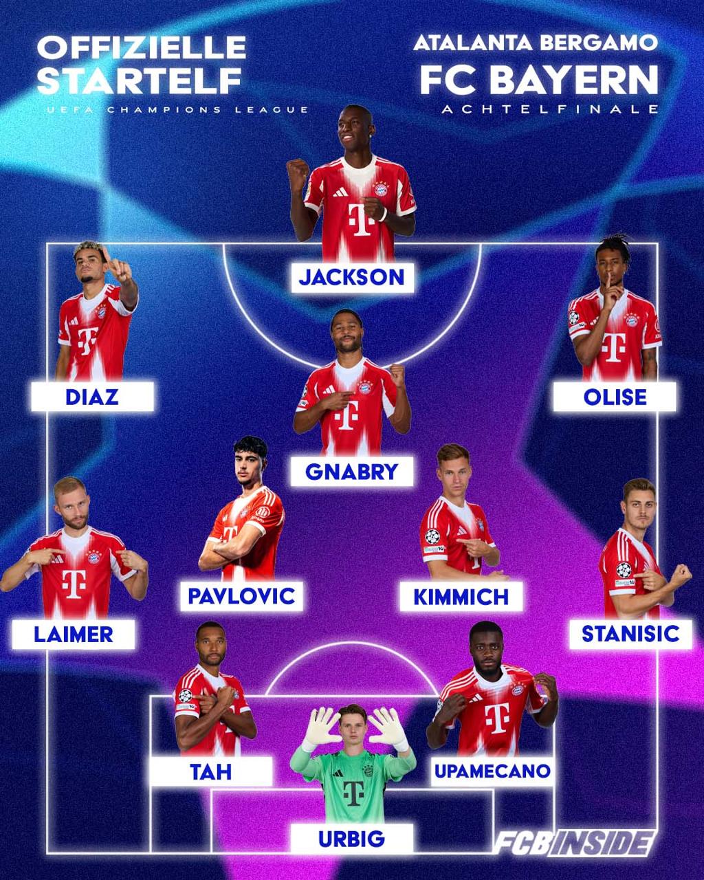 Bayern line-up against Bergamo