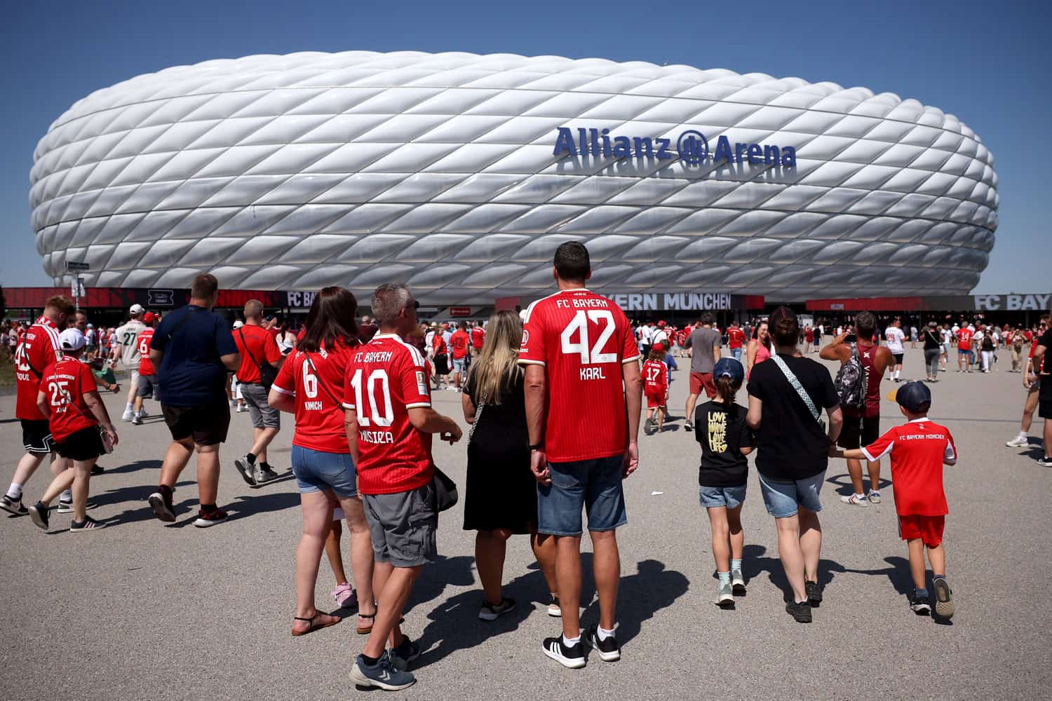 Allianz Arena with soccer fans
