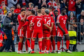 Jamal Musiala, Konrad Laimer, Joshua Kimmich, Michael Olise